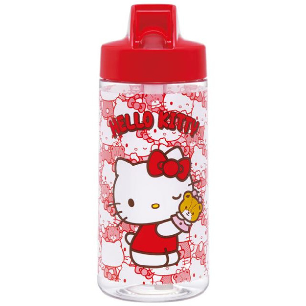 SKATER Hello Kitty 透明吸管水壺 500ml PSTB5 (滿版款)