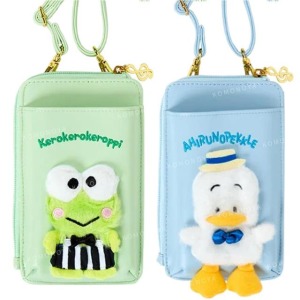 Sanrio 三麗鷗 皮質拉鍊斜背手機包 (蛙鴨蛙鴨蛙2.0) 大眼蛙 貝克鴨