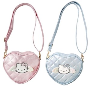 Sanrio 三麗鷗 Hello Kitty 珠光菱格皮質愛心斜背包 (Y2K天使)