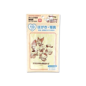 Sanrio 三麗鷗 大集合 A6 直式方形透明夾鏈袋 10入組 (喫茶館)