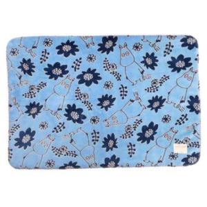 嚕嚕米 絨毛毛毯 100x70cm (藍滿版花朵款)