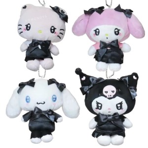 Sanrio 三麗鷗 絨毛玩偶收納吊飾 (黑蝴蝶結款) Kitty 酷洛米 美樂蒂