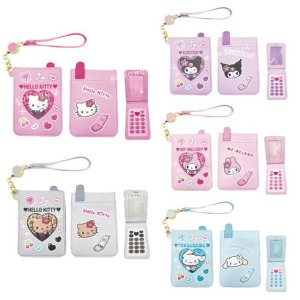 Sanrio 三麗鷗 皮質手機造型伸縮票卡包 (平成學院款) Kitty 美樂蒂 酷洛米 大耳狗