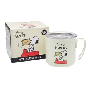 史努比 不鏽鋼馬克杯附蓋 380ml (米紙袋款)