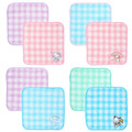 Sanrio 三麗鷗 棉質方巾2入組 16x16cm (格紋款) Kitty 美樂蒂 大耳狗 帕恰狗