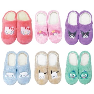 Sanrio 三麗鷗 毛茸茸室內拖鞋 23-25cm (探頭款) Kitty 美樂蒂 酷洛米 大耳狗 帕恰狗 人魚漢頓
