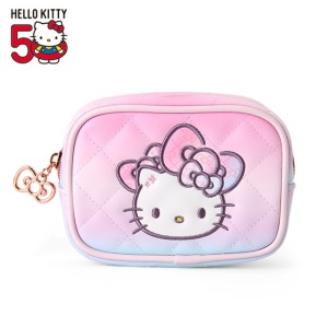 Sanrio 三麗鷗 Hello Kitty 皮質拉鍊收納包 (50週年The Fashionable Ribbons)