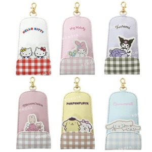 Sanrio 三麗鷗 皮質伸縮鑰匙包 (夥伴 格紋款) Kitty 美樂蒂 酷洛米