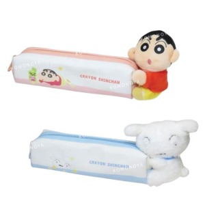 蠟筆小新 絨毛玩偶皮革拉鍊筆袋 (玩偶款)