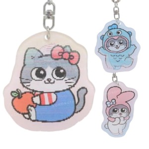 Sanrio 三麗鷗 x 轉生貓咪的大叔 壓克力2D變圖鑰匙圈 Kitty 美樂蒂 人魚漢頓