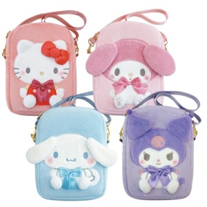 Sanrio 三麗鷗 絨毛造型窗口斜背包 (蝴蝶結坐姿款) Kitty 酷洛米 大耳狗