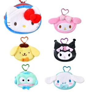 Sanrio 三麗鷗 絨毛造型零錢包吊飾 (大臉款) Kitty 美樂蒂 酷洛米 人魚漢頓