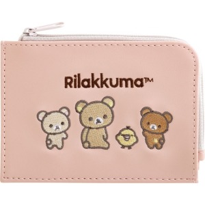 拉拉熊 皮質L型票卡零錢包 (粉好友款)
