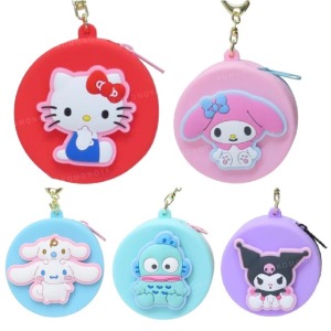 Sanrio 三麗鷗 矽膠圓形零錢包吊飾 (坐姿款) Kitty 酷洛米 人魚漢頓