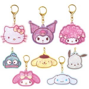 Sanrio 三麗鷗 壓克力亮片流沙鑰匙圈 (大頭款) Kitty 美樂蒂 Piano 人魚漢頓