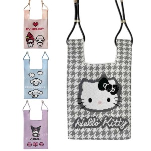 Sanrio 三麗鷗 x ROOTOTE 針織斜背袋 (像素款) Kitty 大耳狗 庫洛米
