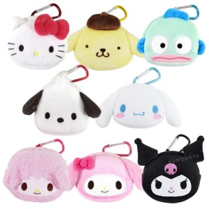 Sanrio 三麗鷗 絨毛造型零錢包吊飾 (大臉款) Kitty 美樂蒂 布丁狗 大耳狗