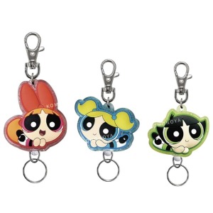 飛天小女警 造型PVC伸縮鑰匙圈 (飛天款) 花花 泡泡 毛毛