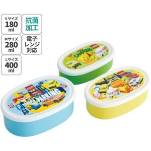 Skater TOMICA 橢圓形保鮮盒3入組 SRS3SAG (車子大集合)