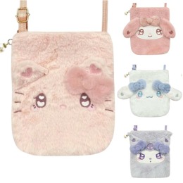 Sanrio 三麗鷗 絨毛斜背包 (愛心眼款) Kitty 美樂蒂 大耳狗 酷洛米