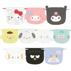 Sanrio 三麗鷗  絨毛造型束口袋 (大臉款) Kitty 美樂蒂 酷洛米 布丁狗