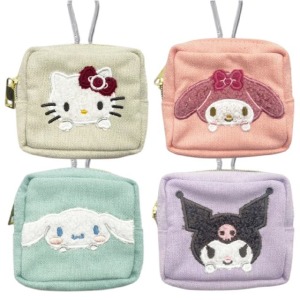 Sanrio 三麗鷗 方形零錢包附扣環 (探頭款) Kitty 美樂蒂 大耳狗 酷洛米
