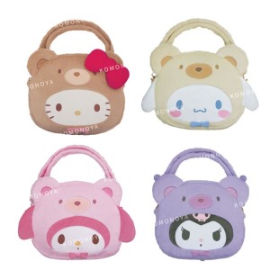 Sanrio 三麗鷗 斜背手提兩用扇子包 (熊熊裝) Kitty 美樂蒂 酷洛米 大耳狗