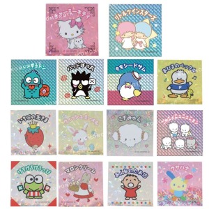 Sanrio 三麗鷗 方形塑膠貼紙 (閃亮雷射) 花小兔 山姆企鵝 酷企鵝 人魚漢頓