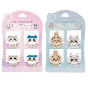 Chiikawa 吉伊卡哇 迷你造型鯊魚夾4入組 (大臉款) 吉伊 小八 烏薩奇 小桃
