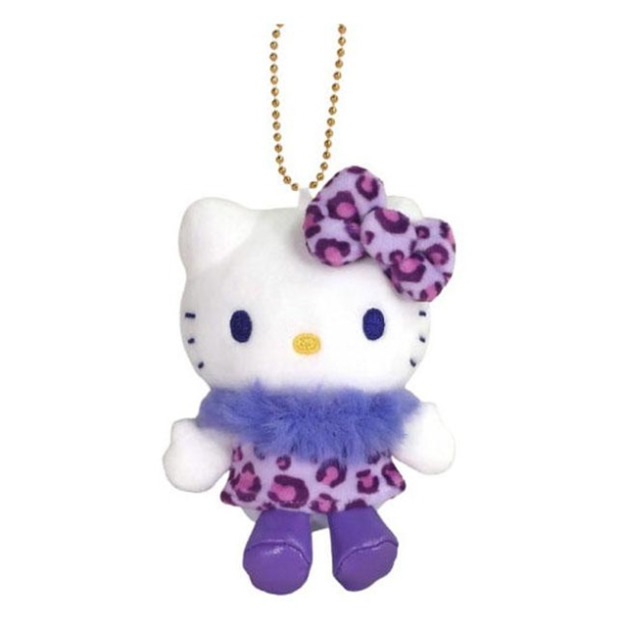 Sanrio 三麗鷗 Hello Kitty 絨毛玩偶吊飾 (紫豹紋 變裝50週年)