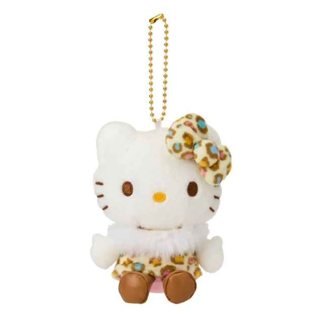 Sanrio 三麗鷗 Hello Kitty 絨毛玩偶吊飾 (黃底彩色豹紋 變裝50週年)