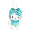Sanrio 三麗鷗 Hello Kitty 絨毛玩偶吊飾 (淺藍綠熊裝 變裝50週年)