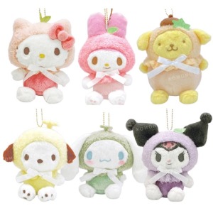 Sanrio 三麗鷗 絨毛玩偶吊飾 (水果頭套) Kitty 美樂蒂 大耳狗 布丁狗