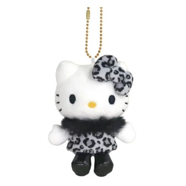 Sanrio 三麗鷗 Hello Kitty 絨毛玩偶吊飾 (黑豹紋 變裝50週年)