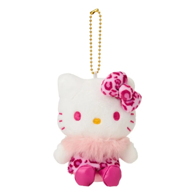 Sanrio 三麗鷗 Hello Kitty 絨毛玩偶吊飾 (粉豹紋 變裝50週年)
