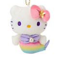 Sanrio 三麗鷗 Hello Kitty 絨毛玩偶吊飾 (粉蝴蝶結彩虹尾人魚 變裝50週年)_1