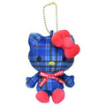 Sanrio 三麗鷗 Hello Kitty 絨毛玩偶吊飾 (藍蘇格蘭紋 變裝50週年)