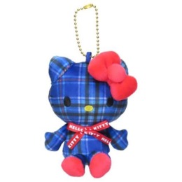 Sanrio 三麗鷗 Hello Kitty 絨毛玩偶吊飾 (藍蘇格蘭紋 變裝50週年)