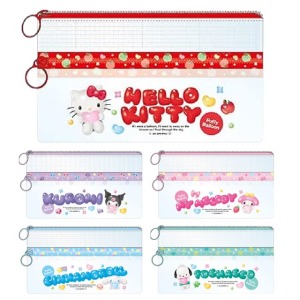 Sanrio 三麗鷗 PVC雙拉鍊透明筆袋 (姓名愛心款)Kitty 美樂蒂 帕恰狗