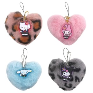 Sanrio 三麗鷗 絨毛愛心手機吊飾 (高校款) Kitty 美樂蒂 酷洛米