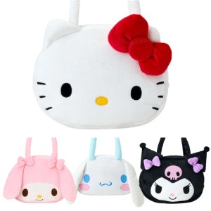 Sanrio 三麗鷗 絨毛造型大側背包 (大臉 2025新生活) Kitty 美樂蒂 大耳狗 酷洛米