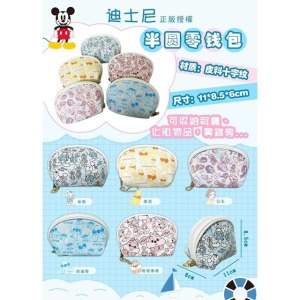 迪士尼 皮質半圓零錢包 (滿版款) 米奇 維尼 公主 史迪奇 奇蒂