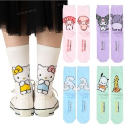 Sanrio 三麗鷗 棉質中筒襪 23-25cm (好友款) Kitty 美樂蒂 酷洛米