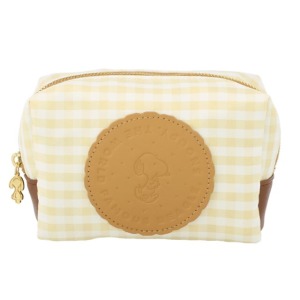 史努比 尼龍拉鍊化妝包 (格紋餅乾款)