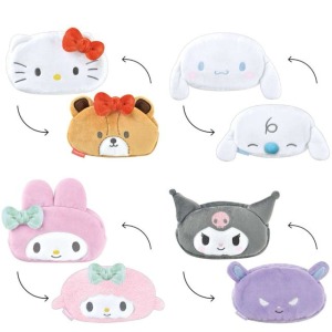 Sanrio 三麗鷗 可翻轉造型絨毛化妝包 (好友款) Kitty 美樂蒂 酷洛米 大耳狗