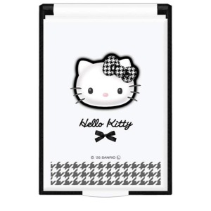 Sanrio 三麗鷗 Hello Kitty 塑膠方形摺疊鏡 (黑白千鳥格款)