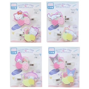 Sanrio 三麗鷗 多用途髮夾兩入組 (草莓檸檬款) Kitty 美樂蒂 酷洛米 大耳狗