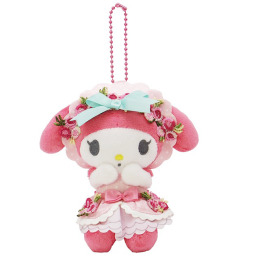 Sanrio 三麗鷗 美樂蒂 絨毛玩偶吊飾 (垂耳桃波奈特帽 變裝50週年)