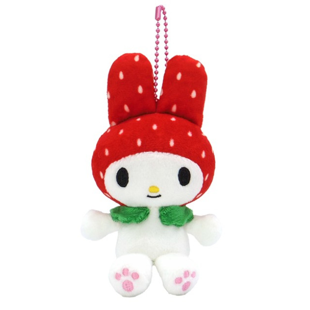 Sanrio 三麗鷗 美樂蒂 絨毛玩偶吊飾 (直耳草莓頭套 變裝50週年)