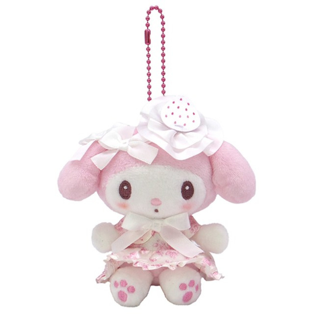 Sanrio 三麗鷗 美樂蒂 絨毛玩偶吊飾 (淡雪草莓 變裝50週年)